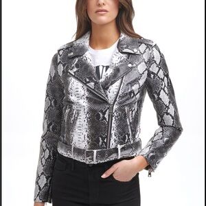Levi's Black & Gray Snakeskin-Print Faux Leather Moto Jacket